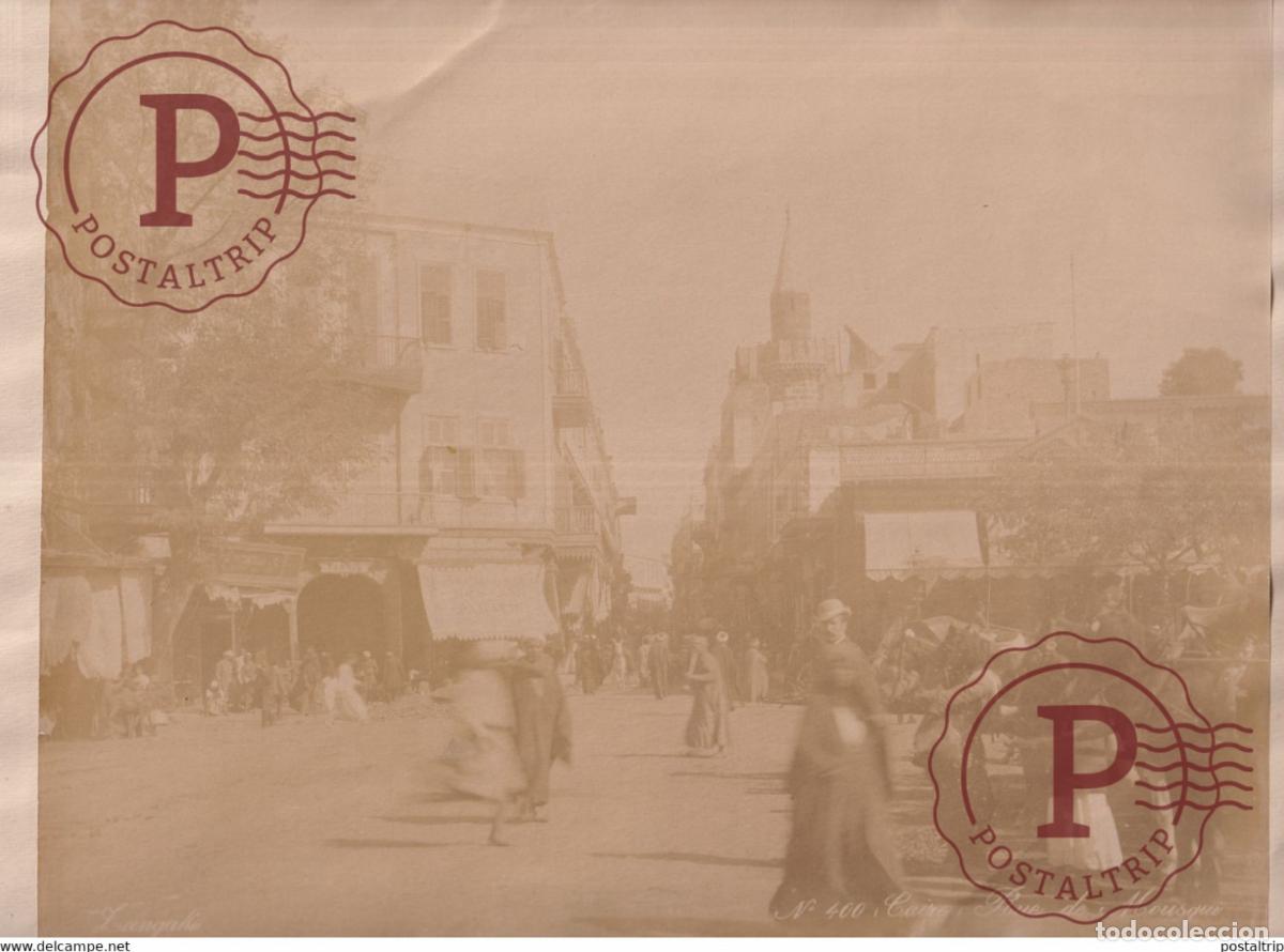 Alte Fotografie: CAIRE CAIRO RUE DE MOUSQUI Adelphoi Zangaki EGYPTE EGIPTO EGYPT ALBUMEN PRINT 27 *20 CM Ancienne P