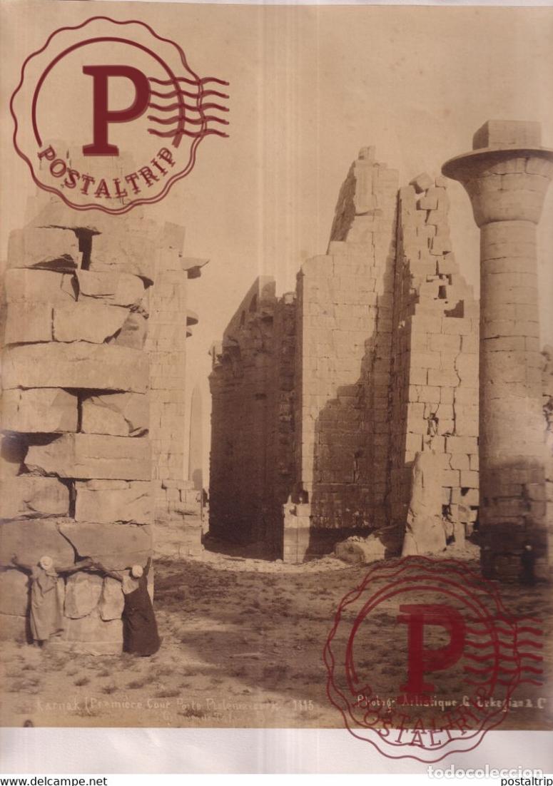 Fotograf&iacute;a antigua: KARNAK PREMIERE COUR PORTE PHOTO G LEKEGIAN 28 *22 CM EGYPTE EGIPTO EGYPT vintage albumen print PHOT