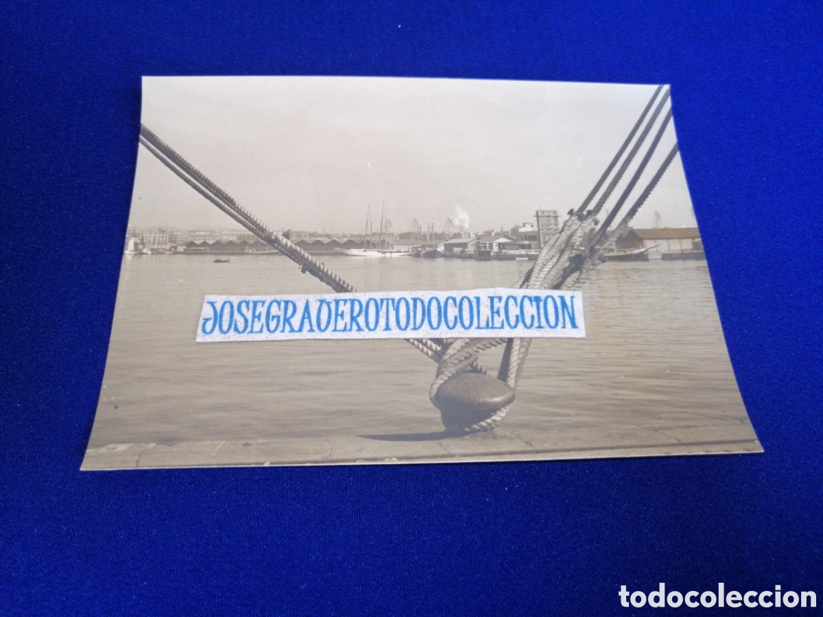 Fotograf&iacute;a antigua: PUERTO AMARRE (ESPA&Ntilde;A) FOTOGRAF&Iacute;A ANTIGUA SIGLO PASADO