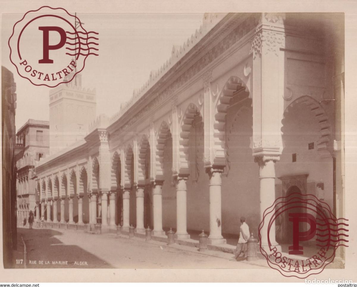 Fotografia antiga: ARGELIA. MEZQUITA. Grande Mosquee rue de la Marin LEROUX 27 X 21 CM ALGERIA ALGERIE AFRICA