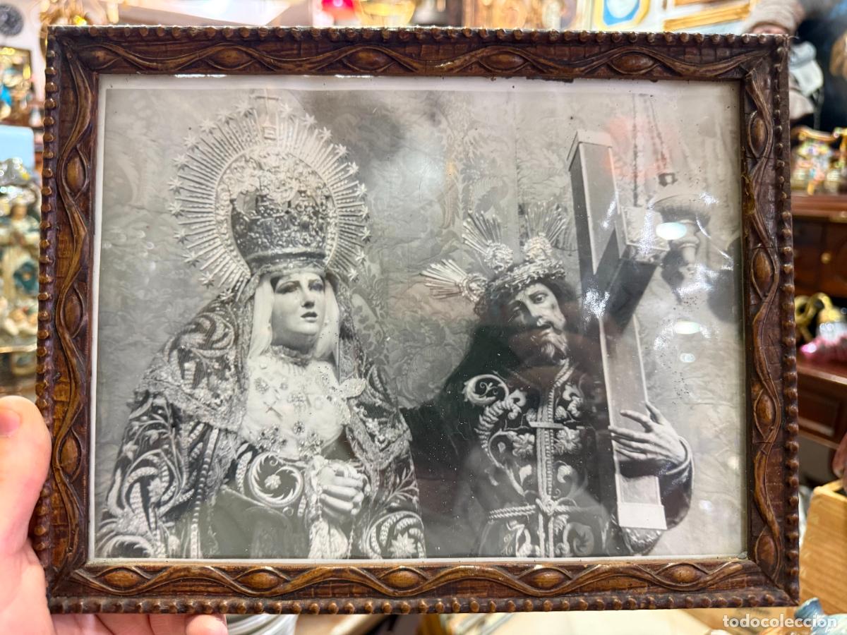 Fotograf&iacute;a antigua: ANTIGUA FOTOGRAFIA COFRADIA DE LOS AFLIGIDOS - MEDIDA MARCO 26X20 CM - SEMANA SANTA CADIZ