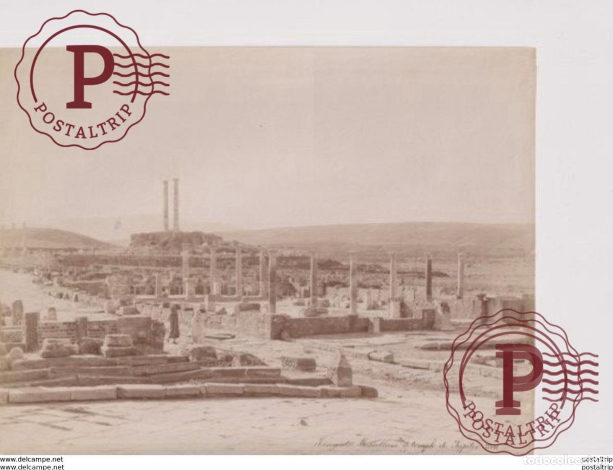 Fotograf&iacute;a antigua: 25 *19CM Alg&eacute;rie TIMGAD - Ruines Romaines TEMPLE JUPITER Tirage albumin&eacute; Ancienne PHOTOGRAPHIE