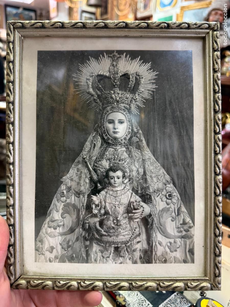 Fotograf&iacute;a antigua: ANTIGUA FOTOGRAFIA VIRGEN DEL ROSARIO PATRONA DE CADIZ - MEDIDA MARCO 24X19 CM