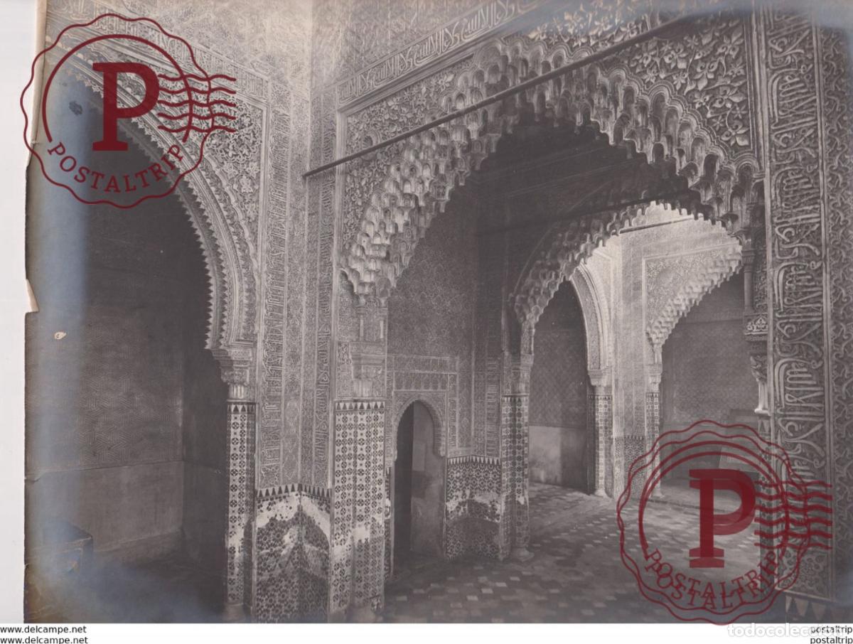 Fotograf&iacute;a antigua: FOTOGRAFIA ANTES DE 1900. ESPA&Ntilde;A SPAIN. GRANADA. ALHAMBRA. DETALLE. 28.5X23CM