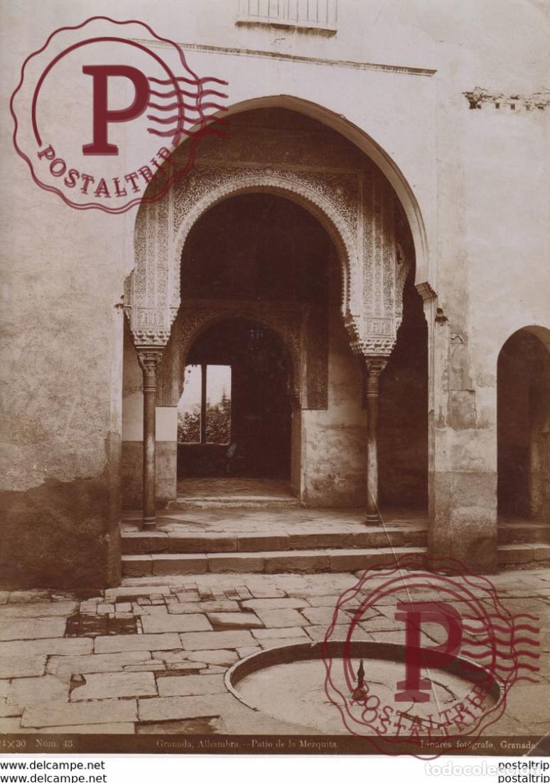 Fotograf&iacute;a antigua: FOTOGRAFIA ANTES DE 1900. ESPA&Ntilde;A SPAIN. GRANADA. ALHAMBRA. PATIO DE LA MEZQUITA. - LINARES 29X22.