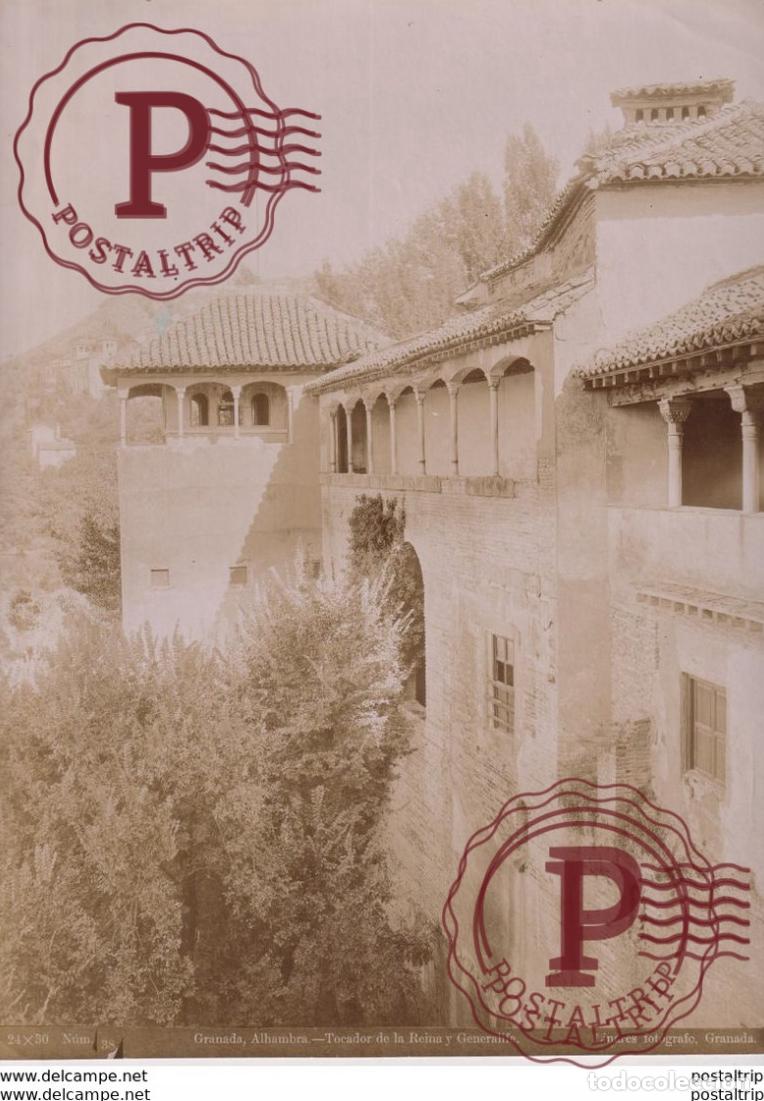 Fotograf&iacute;a antigua: FOTOGRAFIA ANTES DE 1900. ESPA&Ntilde;A SPAIN. GRANADA. ALHAMBRA.TOCADOR DE LA REIINA Y GENERALIFE. LINA