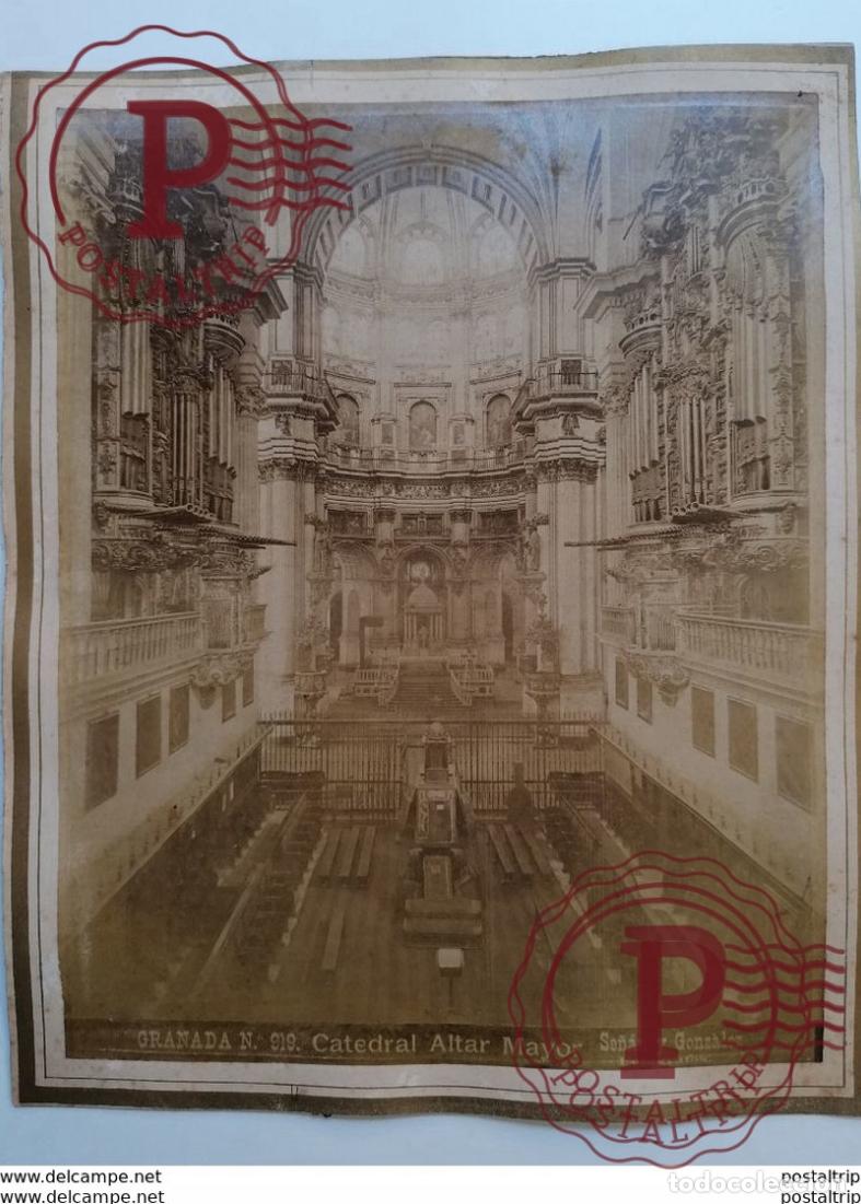 Fotograf&iacute;a antigua: FOTOGRAFIA ANTES DE 1900. ESPA&Ntilde;A SPAIN. GRANADA. CATEDRAL. ALTAR MAYOR INTERIOR PUERTA CAPILLA
