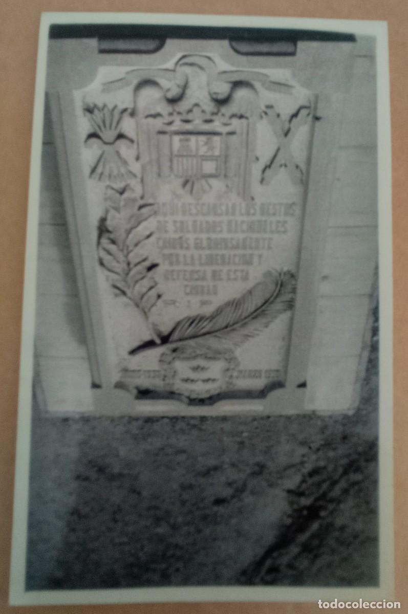 Fotograf&iacute;a antigua: CEMENTERIO DE BURRIANA CASTELLON - LAPIDA POR LOS SOLDADOS CA&Iacute;DOS EN EL FRENTE