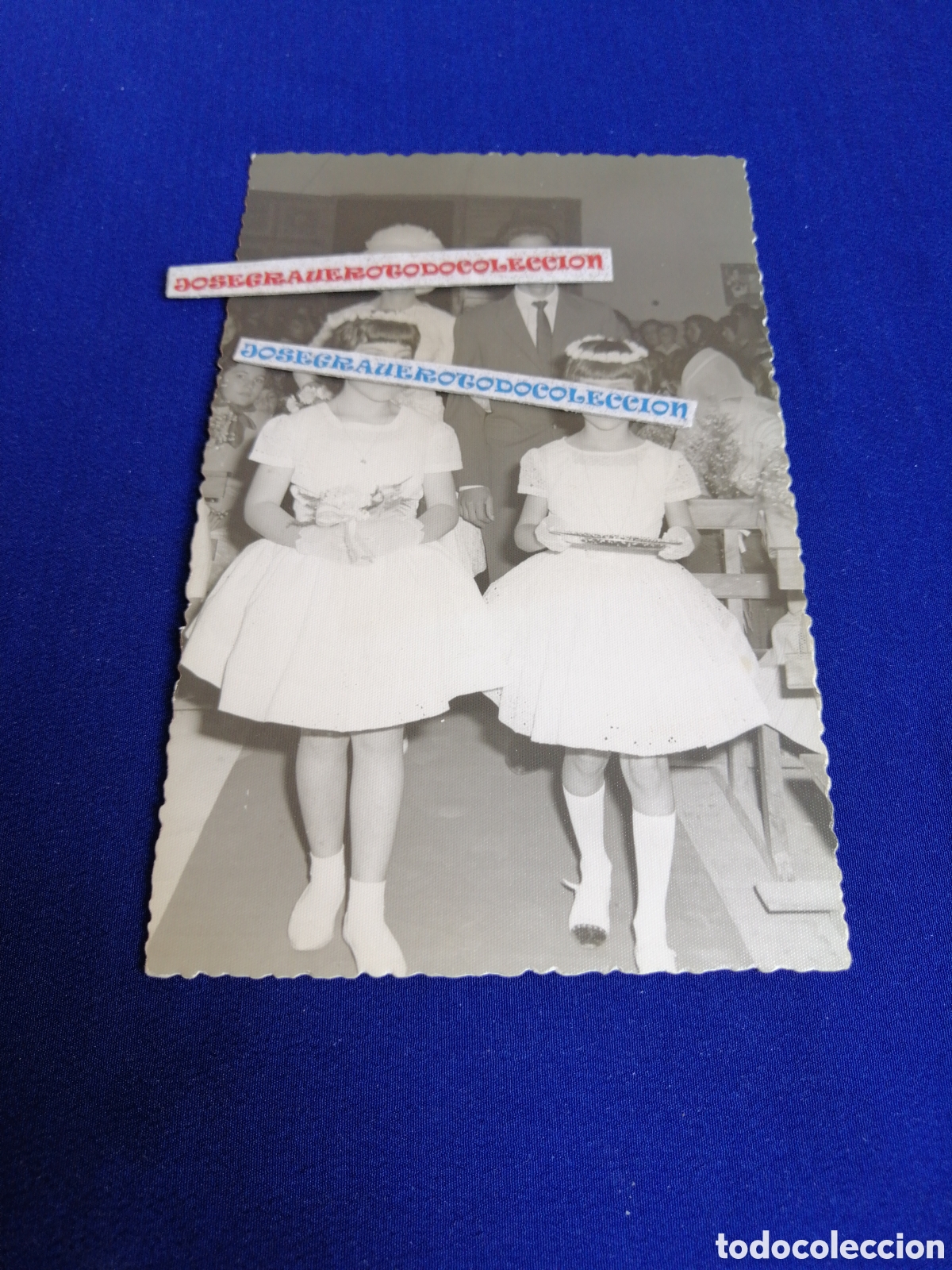 Fotograf&iacute;a antigua: NI&Ntilde;AS MODELOS POSANDO PORTADA ARRAS BODA FOTO ANTIGUA SELLO FOTOGR&Aacute;FICO GONZ&Aacute;LEZ (SANTA LUC&Iacute;A)
