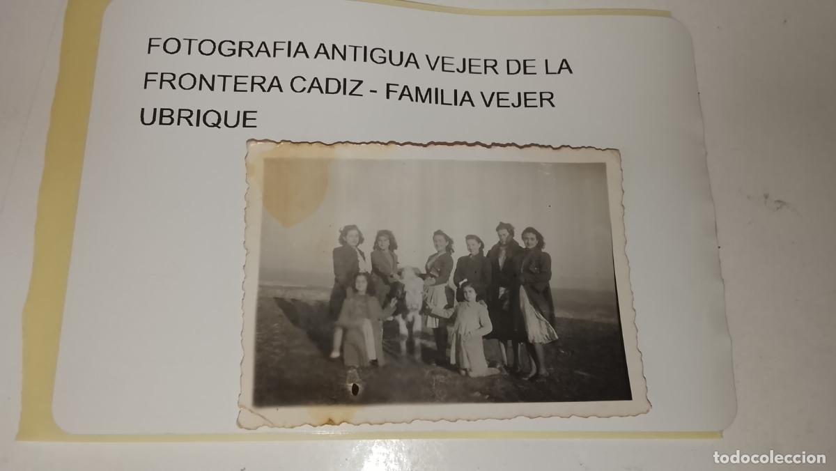 Fotograf&iacute;a antigua: FOTOGRAFIA ANTIGUA VEJER DE LA FRONTERA CADIZ - FAMILIA VEJER UBRIQUE - AMIGAS CON UN TERNERO