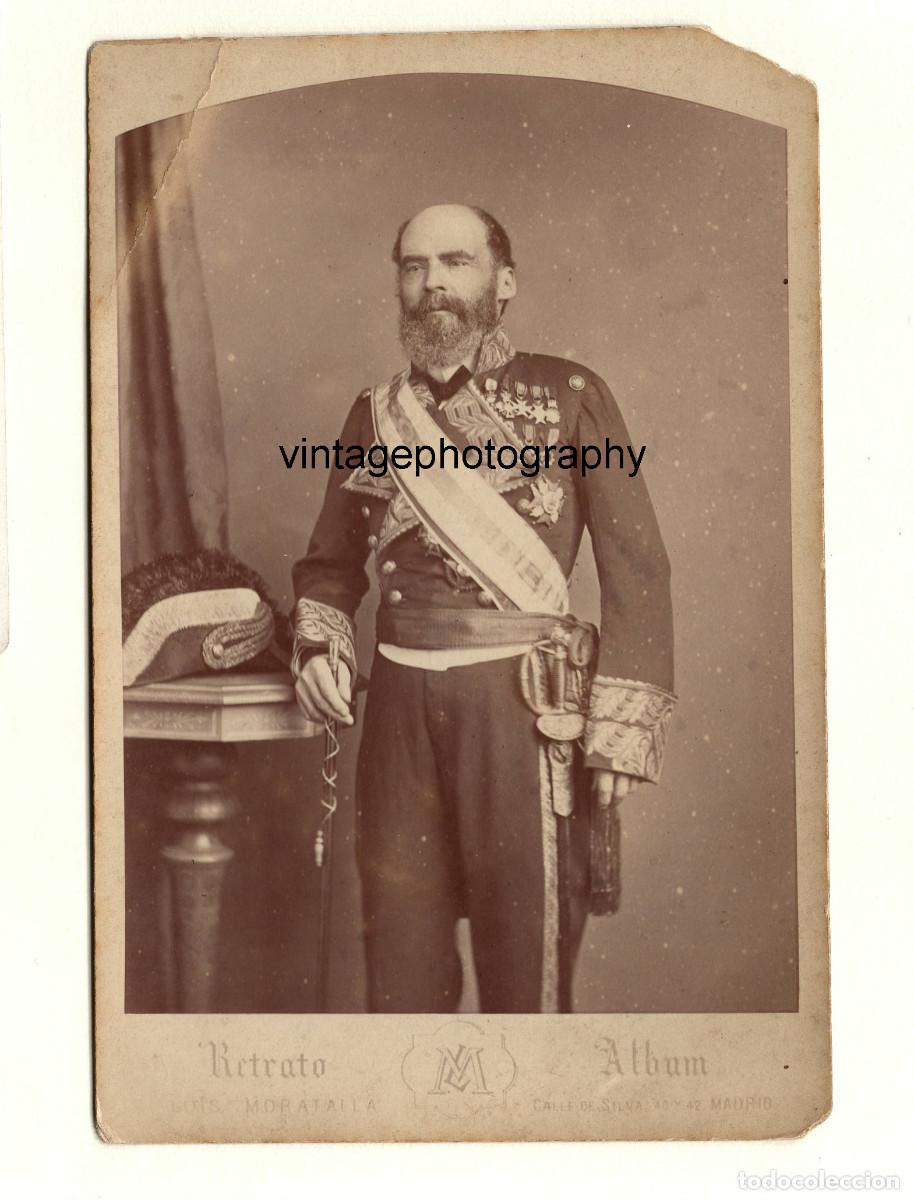 Fotograf&iacute;a antigua: General espa&ntilde;ol por identificar, foto: Lu&iacute;s Moratalla, s.XIX. Cabinet card.