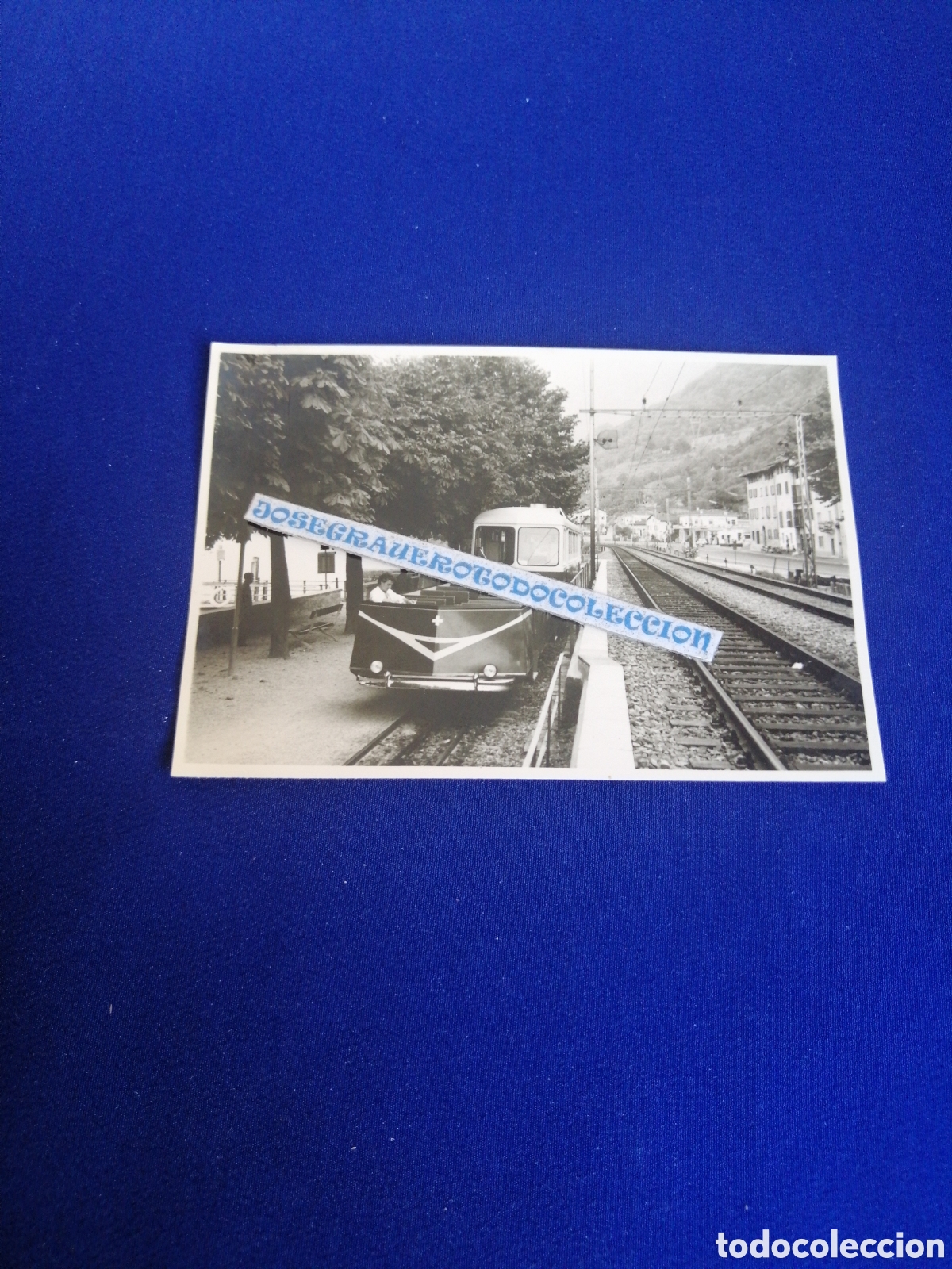 Fotograf&iacute;a antigua: SUIZA - FERROCARRIL TREN - PARADA LAGO LUGANO FOTOGRAF&Iacute;A ANTIGUA SIGLO PASADO SELLO FOTOGR&Aacute;FICO