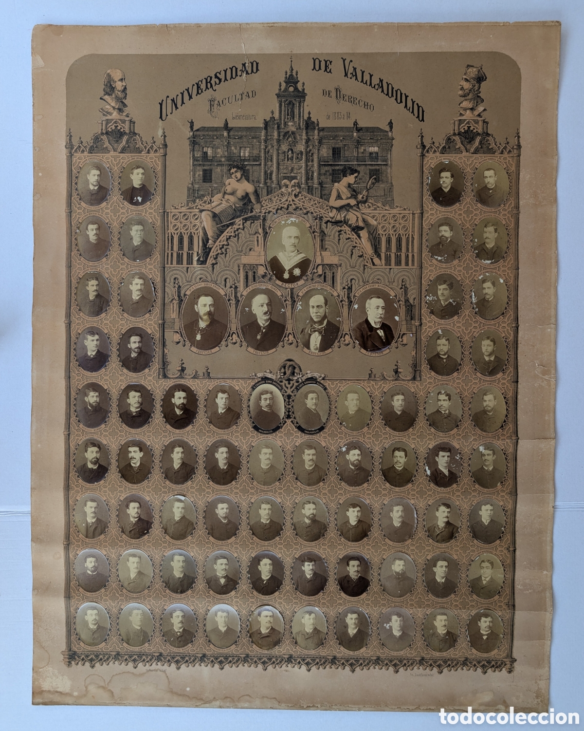 Fotograf&iacute;a antigua: Orla Grande Alb&uacute;mina 1883-1884. Facultad Derecho Univ. Valladolid. 90x69 cm. Alumnos Cuba, Puerto