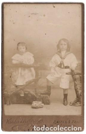 Fotograf&iacute;a antigua: FOTOGRAFIA DE NI&Ntilde;AS SOBRE 1930 FOTOGRAFO VIUDA DE MORENO Y SALINAS (VITORIA) A&Ntilde;O 1890- ALBUMINA-4231