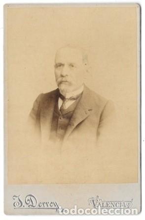 Fotograf&iacute;a antigua: FOTO RETRATO DE CABALLERO A&Ntilde;O 1880 FOTO JULIO DERREY (VALENCIA). IMPRESO EN REVERSO - ALBUMINA-4232