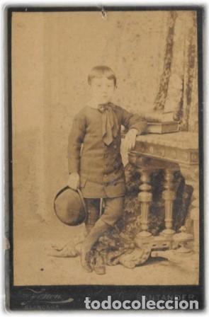 Fotograf&iacute;a antigua: FOTO DE NI&Ntilde;O DE CUERPO ENTERO FOTO FENON (SANTANDER) SOBRE 1880. IMPRESO EN REVERSO - ALBUMINA-4242