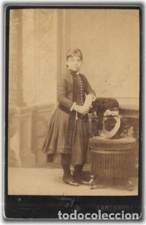 Fotograf&iacute;a antigua: FOTO DE NI&Ntilde;A DE CUERPO ENTERO. FOTO FENON (SANTANDER) SOBRE 1870. IMPRESO EN REVERSO - ALBUMINA-4243