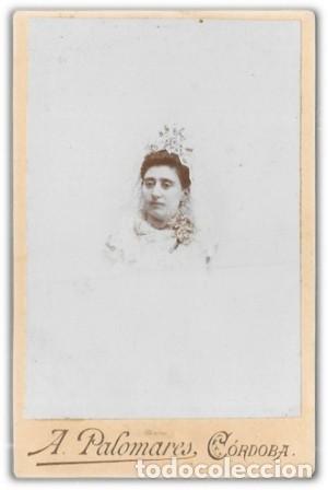 Fotograf&iacute;a antigua: FOTO RETRATO SE&Ntilde;ORA. FOTO A. PALOMARES SOBRE 1880 (CORDOBA). IMPRESO EN REVERSO - ALBUMINA-4245