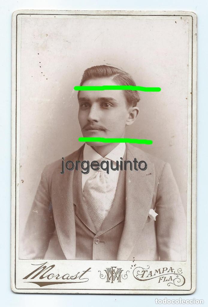 Fotograf&iacute;a antigua: UN JOVEN. SIGLOS XIX - XX. FMW. FOT&Oacute;GRAFO MORAST. ARTISTIC PHOTOGRAPHER. TAMPA, FLA. EE.UU.