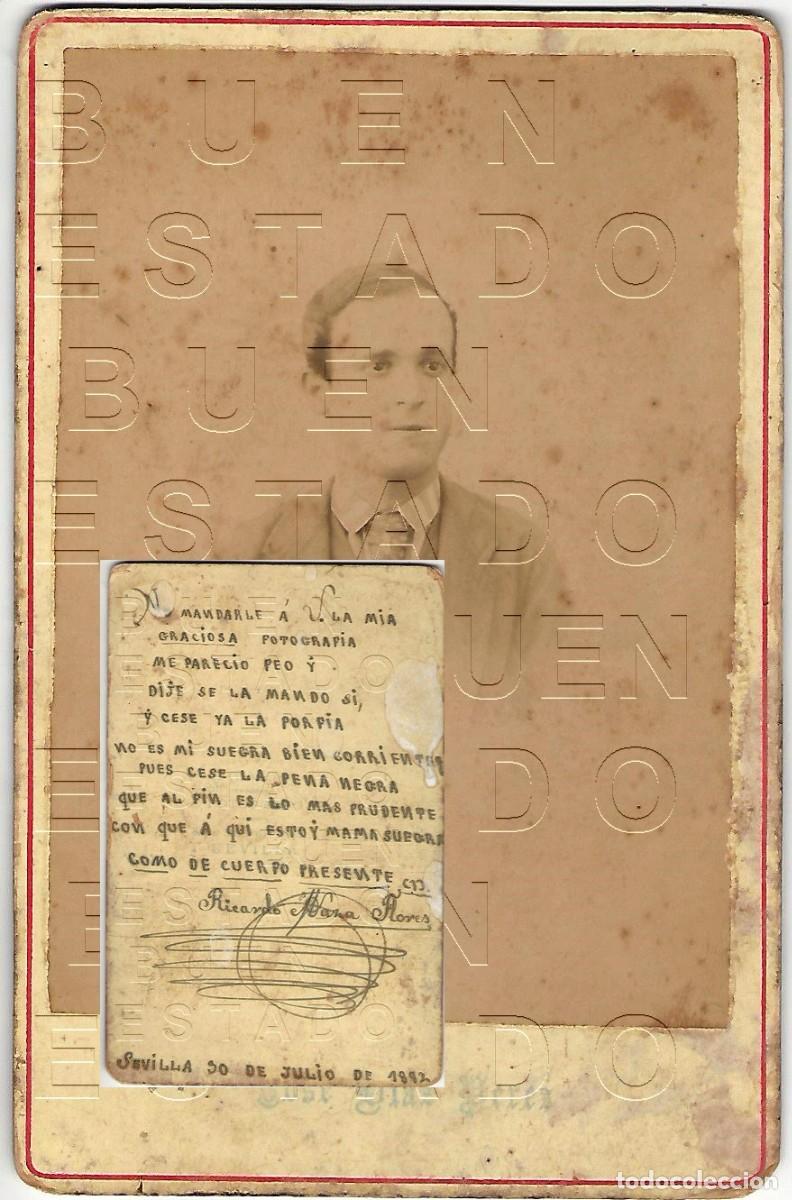 Fotograf&iacute;a antigua: 1892 SEVILLA RICARDO MAZA FLORES POESIA DETRAS FOTOGRAFIA UNICA 16X10 M56