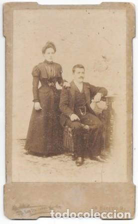 Fotograf&iacute;a antigua: FOTO DE PAREJA. FOTO LOS ITALIANOS (SANTANDER). SOBRE 1890. IMPRESO EN REVERSO. - ALBUMINA-4256