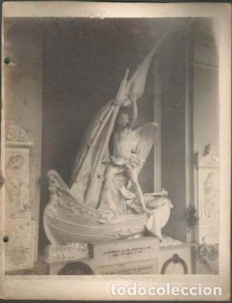 Photographie ancienne: ESCULTURA DE MARMOL EL ANGEL TIMONEL TERMINADA POR G. SCANZI. CEMENTERIO DE GENOVA - ALBUMINA-4264