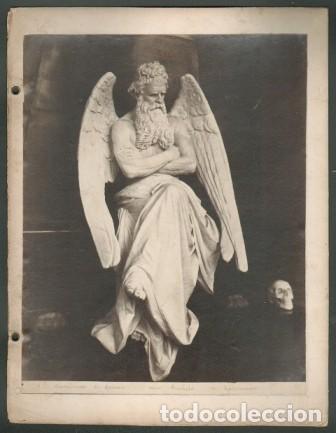 Photographie ancienne: FOTOGRAFIA ESCULTURA DEL &rdquo;ANGEL CON BARBA&rdquo; - CEMENTERIO DE STAGLIENO EN GENOVA - ALBUMINA-4267