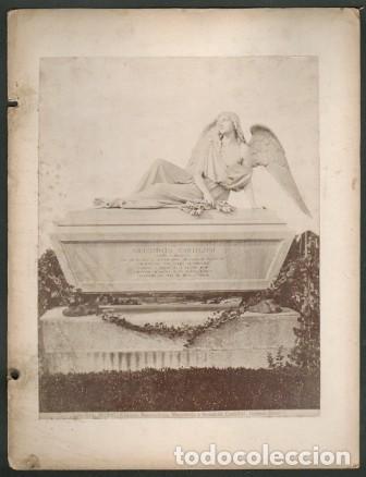 Fotograf&iacute;a antigua: TUMBA DE NICOSTRATO CASTELLINI CEMENTERIO DE MILANO ESCULPIDA POR GILBERTO BUZZI 1868- ALBUMINA-4269