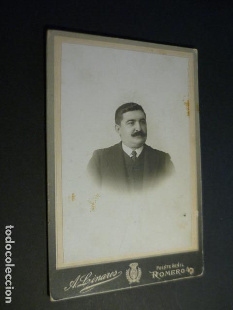Fotograf&iacute;a antigua: PUENTE GENIL CORDOBA RETRATO DE HOMBRE A. LINARES FOTOGRAFO ALBUMINA 10.5 X 16.5 CM