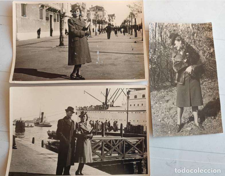 Fotografia antica: 3 FOTOGRAFIA ANTIGUAS DE ELEGANTE MUJER PAREJA Y DE VIAJE, A&Ntilde;OS 40, 15 X 9 CM
