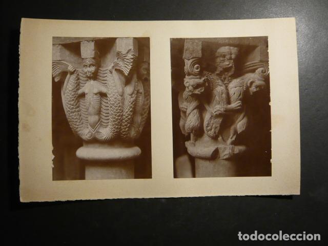 Fotograf&iacute;a antigua: SAN PEDRO DE GALLIGANS GERONA CAPITELES 2 ANTIGUAS FOTOGRAFIAS MONTADAS EN CARTON DE 16 X 25 CM