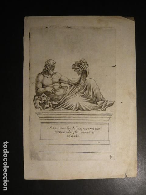 Fotografia antica: ALEGORIA DEL RIO TIGRIS CAPITOLIO DE ROMA GRABADO GIOVANNI BATTISTA CAVALIERI 1585 17,5 X 25,5 CMTS