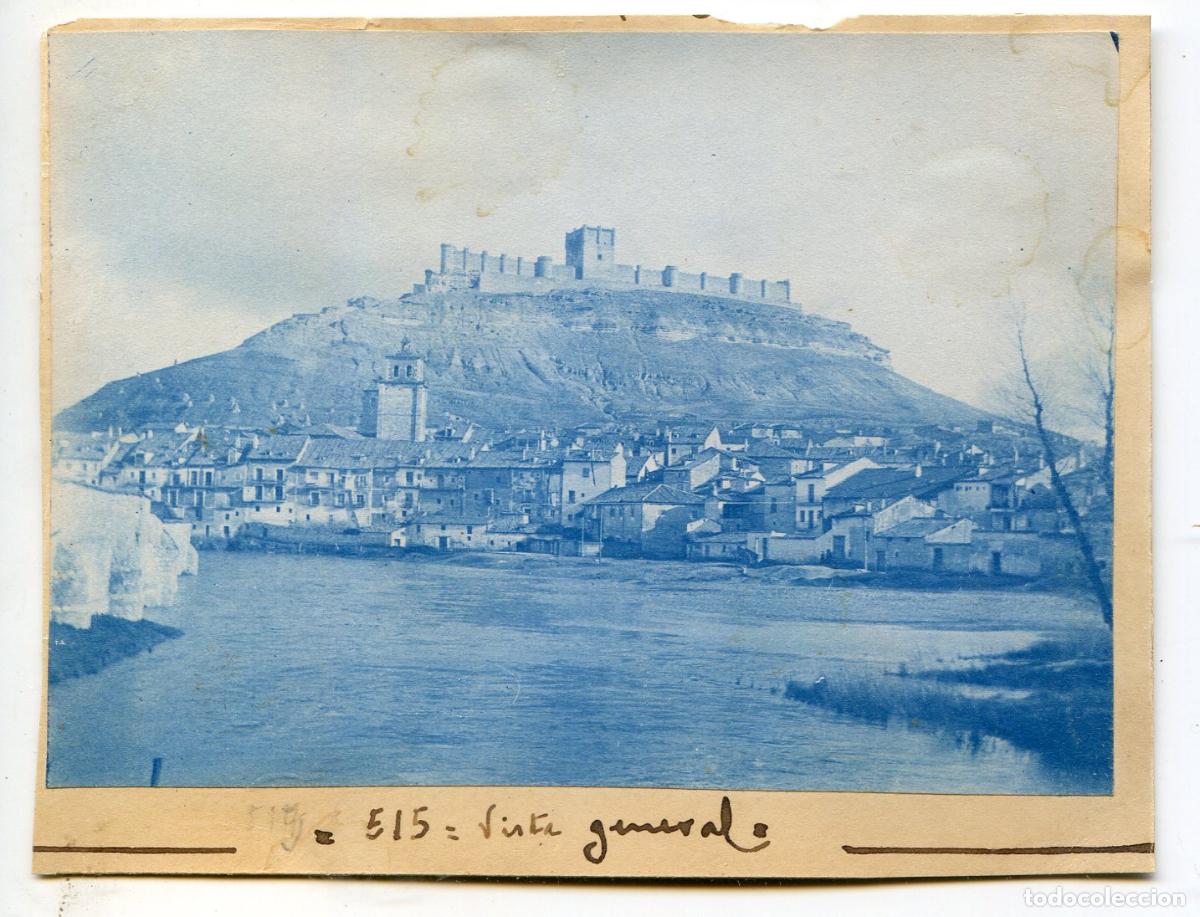 Alte Fotografie: Pe&ntilde;afiel, Valladolid. Vista general. Circa 1906. Cianotipo