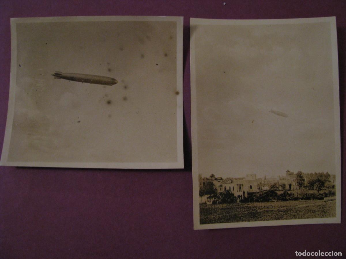 Fotograf&iacute;a antigua: 2 FOTO DE SEVILLA. 8,5X6 CM. GRAF ZEPPELIN SOBRE SEVILLA