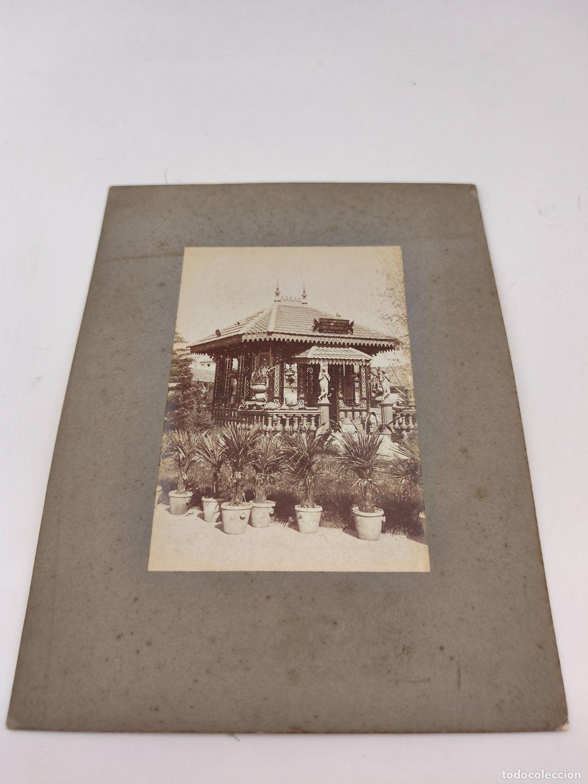 Fotograf&iacute;a antigua: Fotograf&iacute;a Antigua C. 1880-1910 - Elegante Kiosco / Pabell&oacute;n De Jard&iacute;n Con Madera Calada Y Palmeras