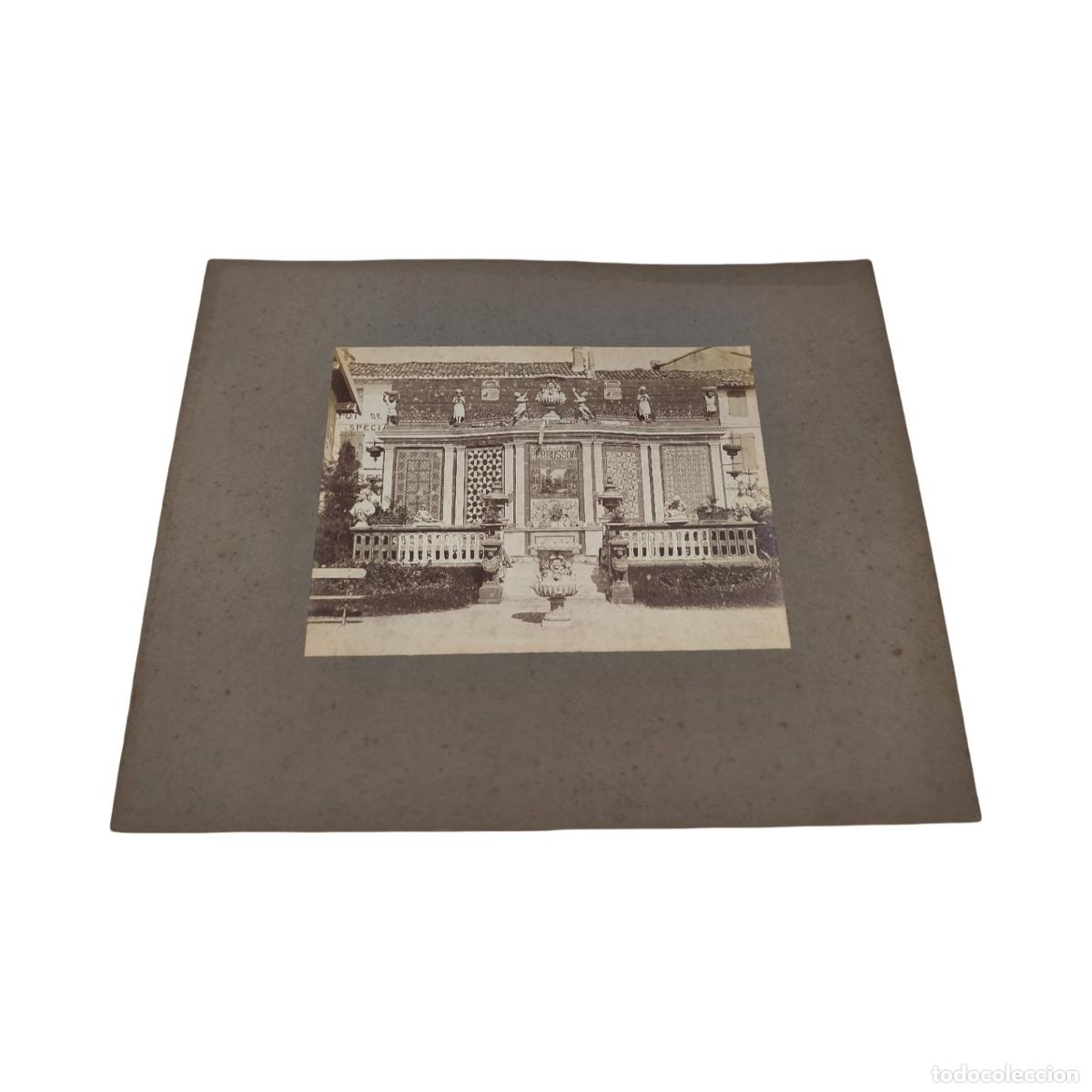 Fotograf&iacute;a antigua: Fotograf&iacute;a Antigua C. 1890-1910 - Fachada Monumental Y Jard&iacute;n Con Esculturas, Balustrada Y Fuente -