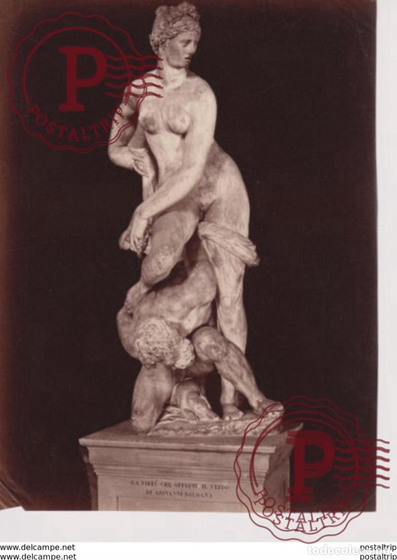 Fotograf&iacute;a antigua: LA VIRTU CHE OPPRIME IL VIZIO DI GIOVANNI BOLOGNA ITALIE ITALIA PHOTOGRAPHIE 24*18CM