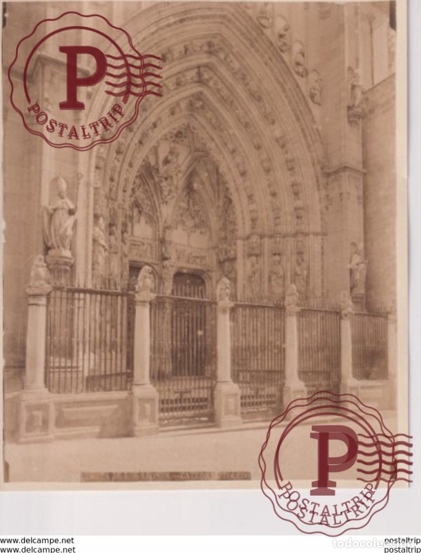 Fotograf&iacute;a antigua: PUERTA DE LOS LEONES CATEDRAL TOLEDO ESPA&Ntilde;A SOBRE CART&Oacute;N PHOTOGRAPHIE 23*18CM