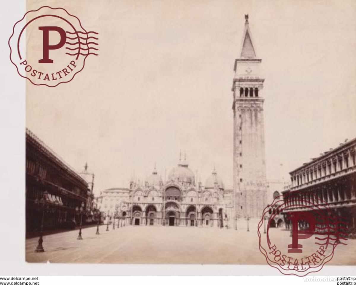Alte Fotografie: VENEZIA VENCE PIAZZA SAN MARCO DAL PALAZZO REALE ALBUMINE ITALY ITALIA PHOTOGRAPHIE 24*18CM