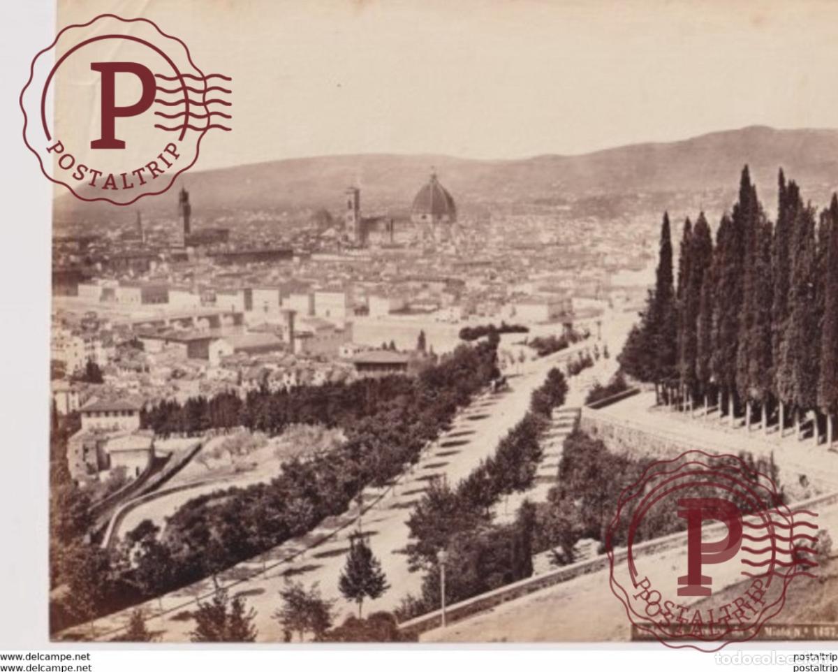 Alte Fotografie: VEDUTA DI FIRENZE DA S MIALO ALBUMINE ITALY ITALIA PHOTOGRAPHIE 24*18CM