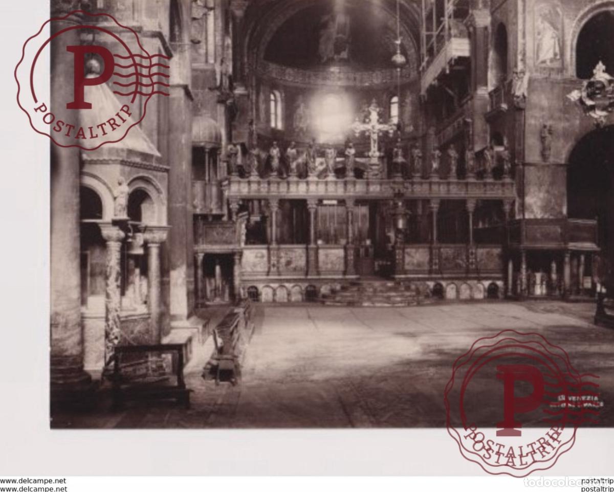 Fotograf&iacute;a antigua: VENEZIA INTERNO SAN MARCO BASILIKA ITALY ITALIA ALBUMINEE ALBUMINA PHOTOGRAPHIE 24*18CM