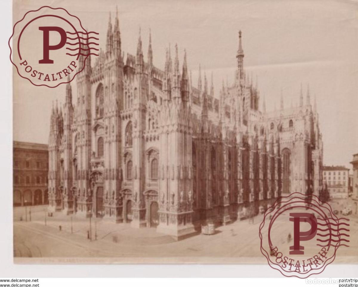 Fotograf&iacute;a antigua: MILANO CATEDRAL ITALY ITALIA ALBUMINEE ALBUMINA PHOTOGRAPHIE 25*19CM
