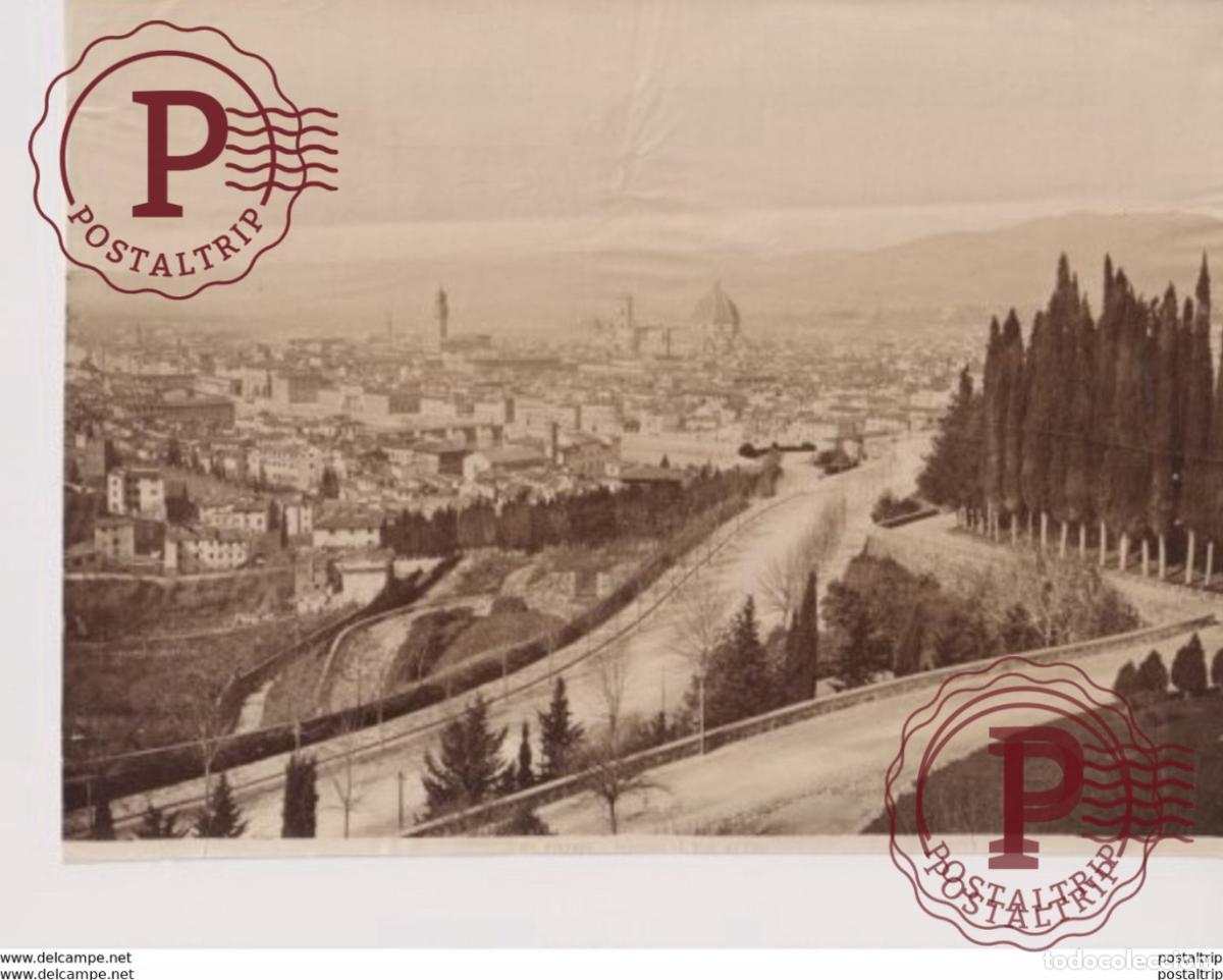 Fotograf&iacute;a antigua: FIRENZE PANORAMA DEL VIALE DEL COLLI ITALY ITALIA ALBUMINEE ALBUMINA PHOTOGRAPHIE 25*18CM