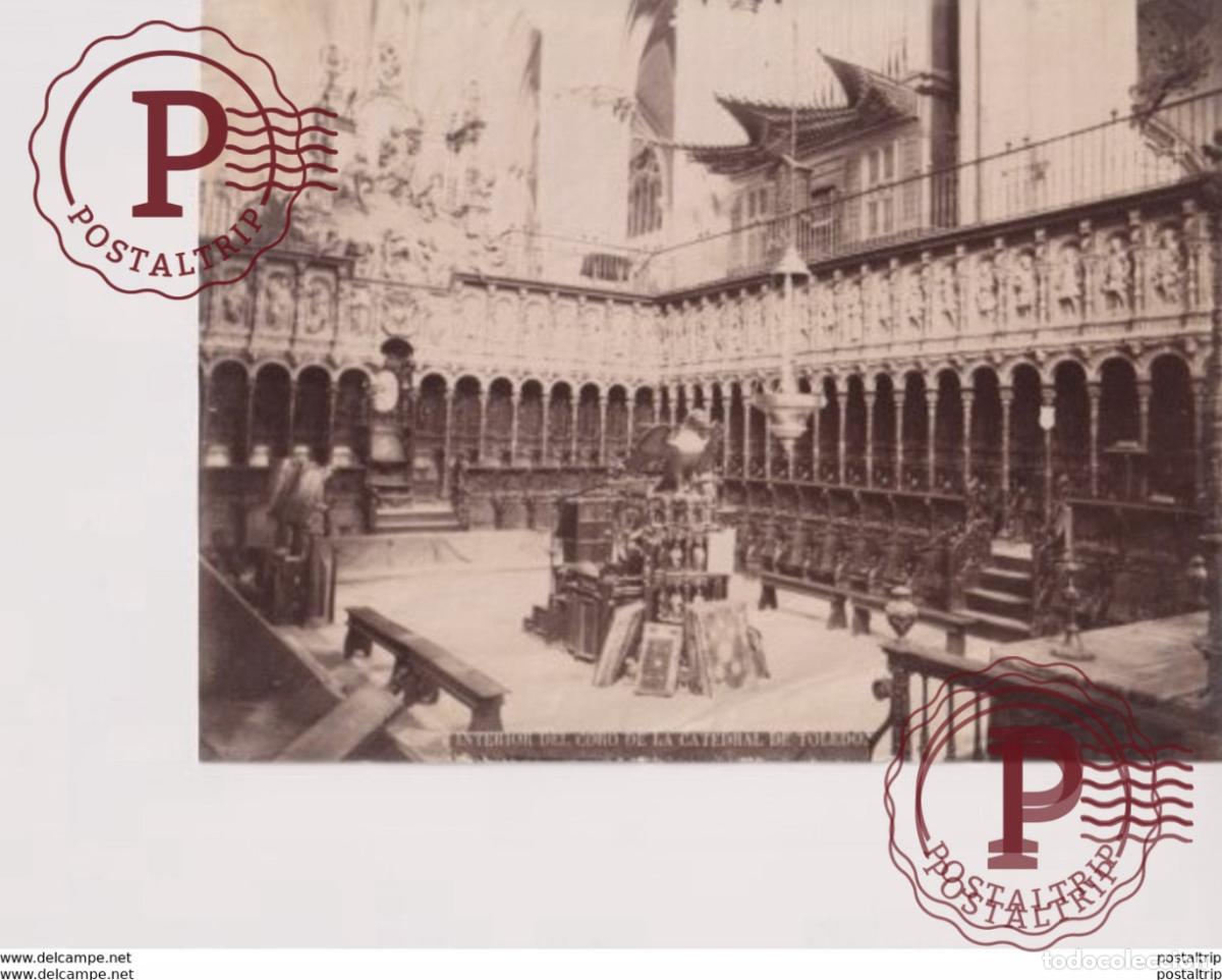 Fotograf&iacute;a antigua: INTERIOR DEL CORO DE LA CATEDRAL DE TOLEDO ESPA&Ntilde;A SPAIN ALBUMINEE ALBUMINA PHOTOGRAPHIE 22*16CM