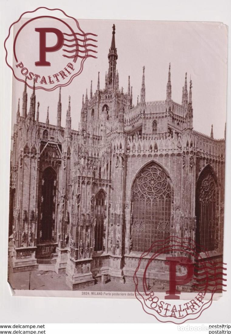 Fotograf&iacute;a antigua: MILANO CATTEDRALE PARTE POSTERIORE ITALY 25*19CM ALBUMINA PHOTOGRAPHIE