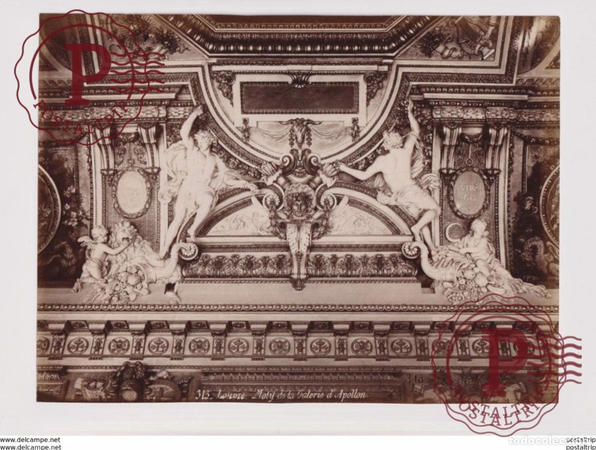 Fotograf&iacute;a antigua: LOUVRE MOTIF DE LA GALERIE DAPOLLON 25*19CM PHOTOGRAPHIE