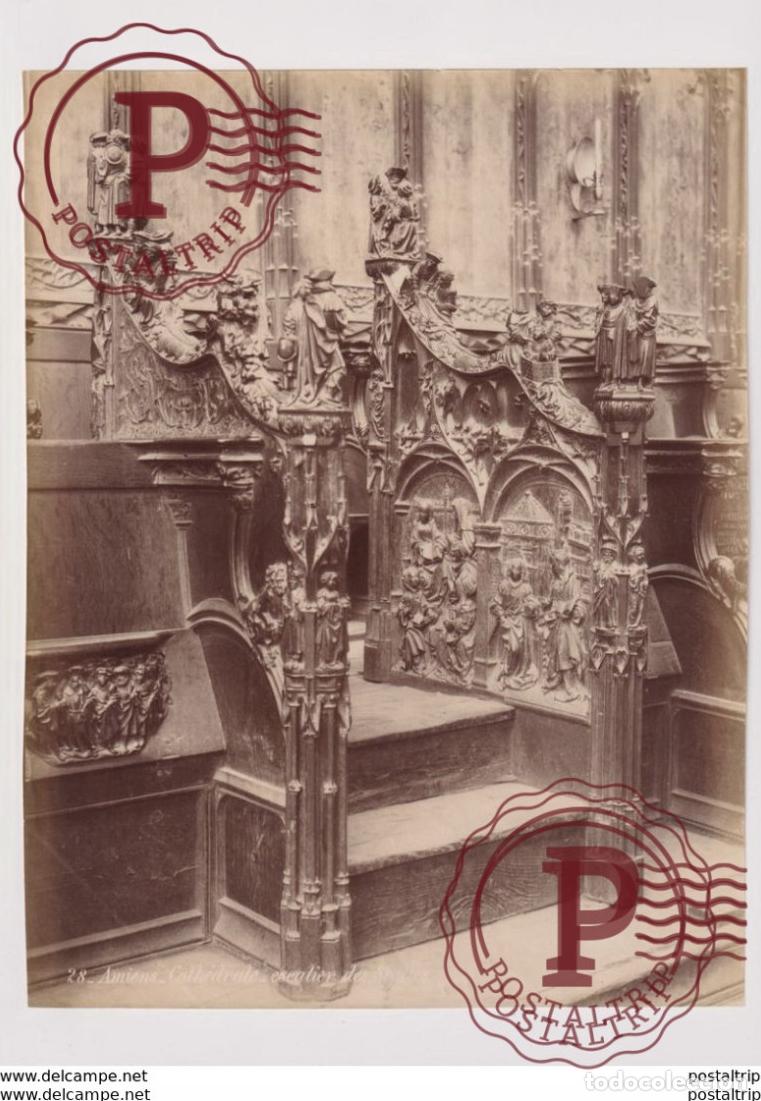 Alte Fotografie: AMIENS FRANCE CATH&Eacute;DRALE ESCALIER 25*20CM PHOTOGRAPHIE