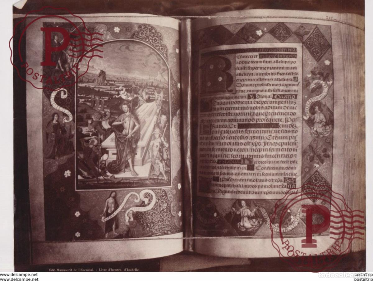 Alte Fotografie: MANUSCRIT DE LESCORIAL LIVRE DHEURES DISABELLE MADRID ESPA&Ntilde;A SPAIN ESCORIAL 27*22CM PHOTOGRAPHIE