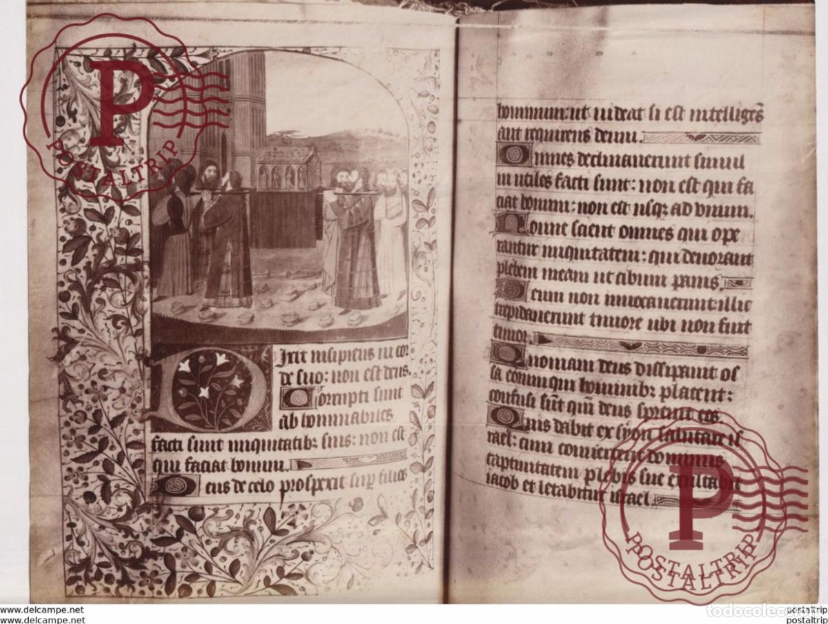 Antique Photography: MANUSCRIT DE LESCORIAL PSAUTIER DE CHARLES QUINT MADRID ESPA&Ntilde;A SPAIN ESCORIAL 27*22CM PHOTOGRAPHIE