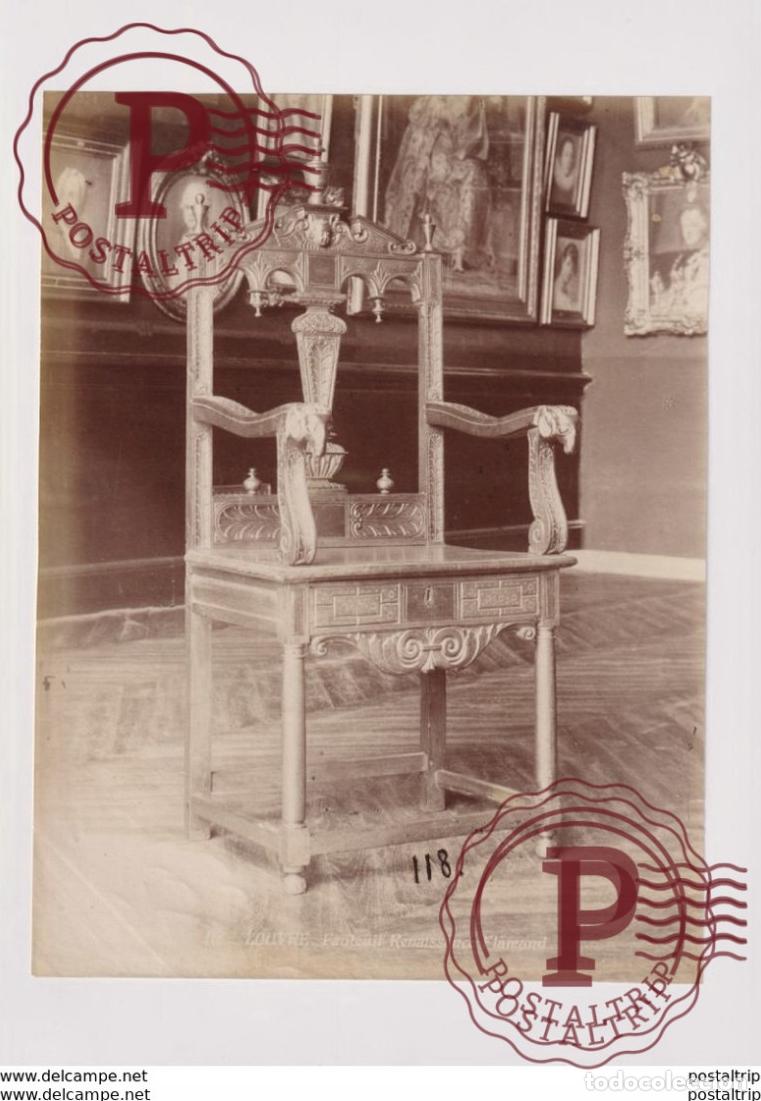 Fotograf&iacute;a antigua: LOUVRE FAUTEUIL RENAISSANCE FLAMAND 24*19CM PHOTOGRAPHIE